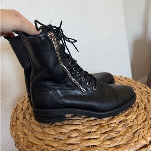 Marc Fisher Black Leather Combat Boots